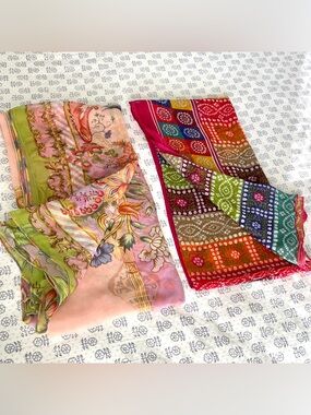 NEW Pair of Large Colorful Patterned Scarves/Dupatta
